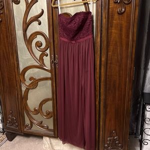 Burgundy Strapless Dress- David’s Bridal